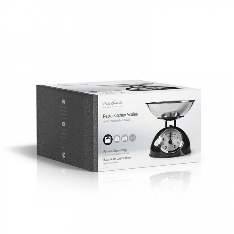 Nedis Kitchen Scales | Analog | Stainless Steel | Removable Bowl | Black