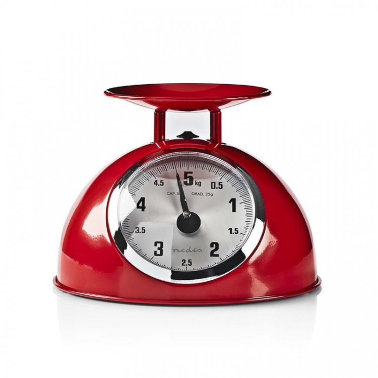 Nedis Kitchen Scales | Analog | Stainless Steel | Removable Bowl | Red