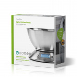 Nedis Kitchen Scales | Digital | Stainless Steel | Timer | Thermometer function | Removable Bowl | Silver