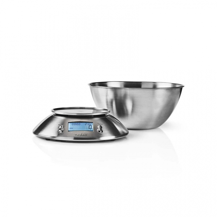Nedis Kitchen Scales | Digital | Stainless Steel | Timer | Thermometer function | Removable Bowl | Silver