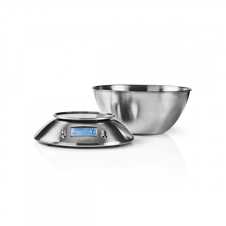 Nedis Kitchen Scales | Digital | Stainless Steel | Timer | Thermometer function | Removable Bowl | Silver