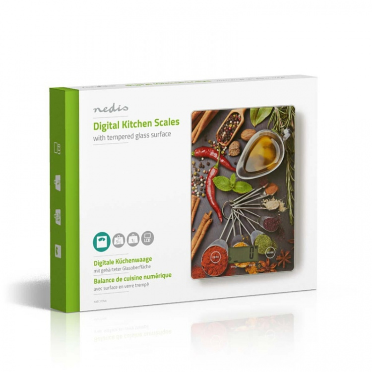 Nedis Kitchen Scales | Digital | Glass / Plastic | Multi Colour