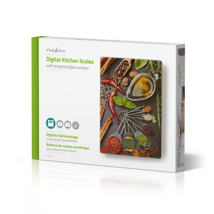 Nedis Kitchen Scales | Digital | Glass / Plastic | Multi Colour