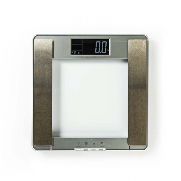 Nedis Personal Scale | Digital | Silver | Tempered Glass | Maximum weighing capacity: 180 kg | Body analysis