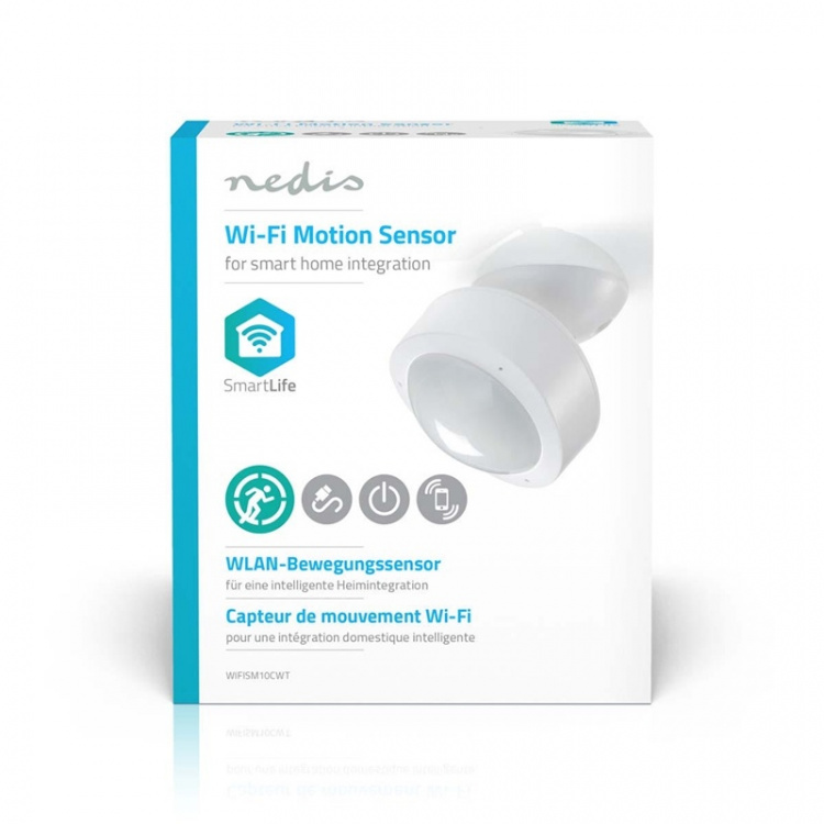 Nedis SmartLife Motion Sensor | Wi-Fi | Battery Powered / Mains Powered | Detector angle: 120 ° | Detector range: 10.0 m | White