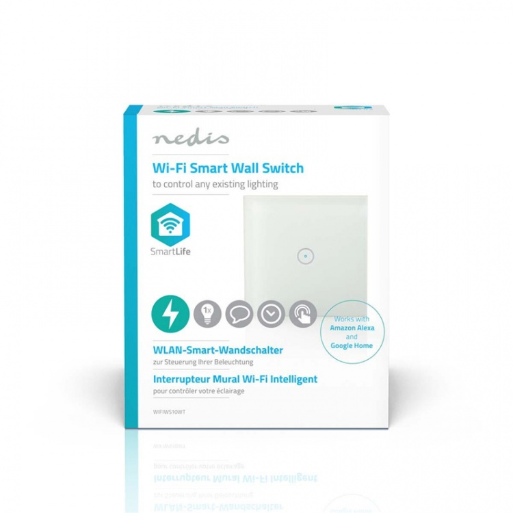 Nedis SmartLife Wall Switch | Single | Wall Mount | 1000 W | Android™ / IOS | Glass | White