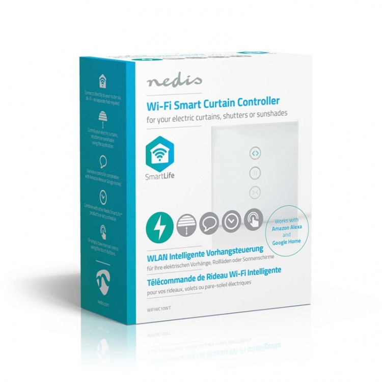 Nedis SmartLife Wall Switch | Curtain / Shutter / Sunshade | Wall Mount | 300 W | Android™ / IOS | Glass | White Nedis SmartLife Wall Switch | Curtain / Shutter / Sunshade | Wall Mount | 300 W | Android™ / IOS | Glass | White