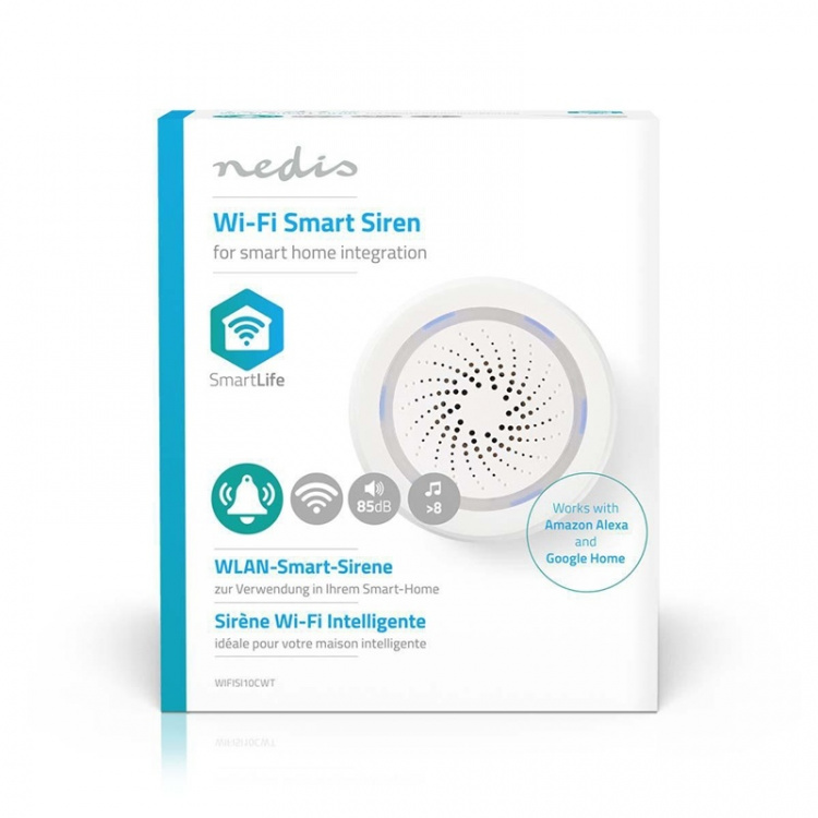 Nedis SmartLife Siren | Mains Powered | 8 Sounds | 85 dB | Android™ / IOS | White