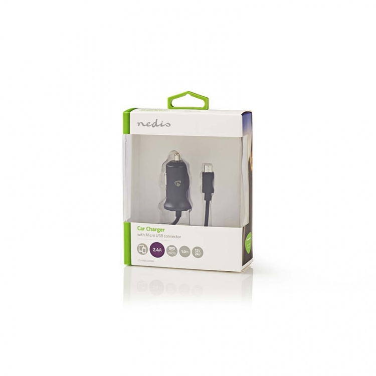 Nedis Car Charger | 1x 2.4 A | Number of outputs: 1 | Micro USB (Fixed) Cable | 1.00 m | Single Voltage Output