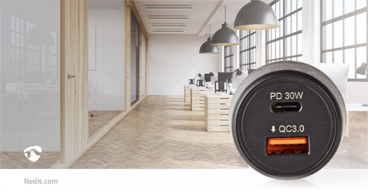 Nedis Car Charger | 2x 3.0 A | Number of outputs: 2 | Port type: USB-A / USB-C™ | | Automatic Voltage Selection
