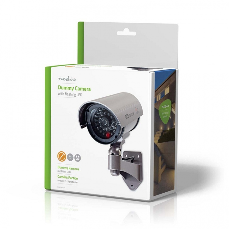 Nedis Dummy Security Camera | Bullet | IP44 | Battery Powered | Outdoor | Including wall mount | Grey Nedis Dummy Security Camera | Bullet | IP44 | Battery Powered | Outdoor | Including wall mount | Grey