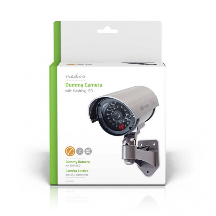 Nedis Dummy Security Camera | Bullet | IP44 | Battery Powered | Outdoor | Including wall mount | Grey Nedis Dummy Security Camera | Bullet | IP44 | Battery Powered | Outdoor | Including wall mount | Grey