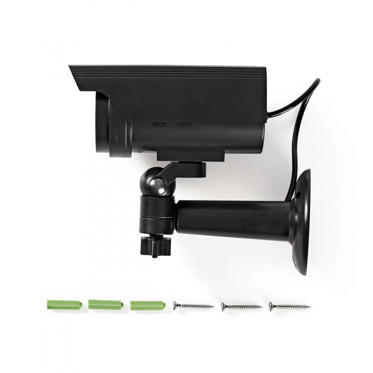 Nedis Dummy Security Camera | Bullet | IP44 | Battery Powered / Solar Powered | Outdoor | Including wall mount | Black Nedis Dummy Security Camera | Bullet | IP44 | Battery Powered / Solar Powered | Outdoor | Including wall mount | Black