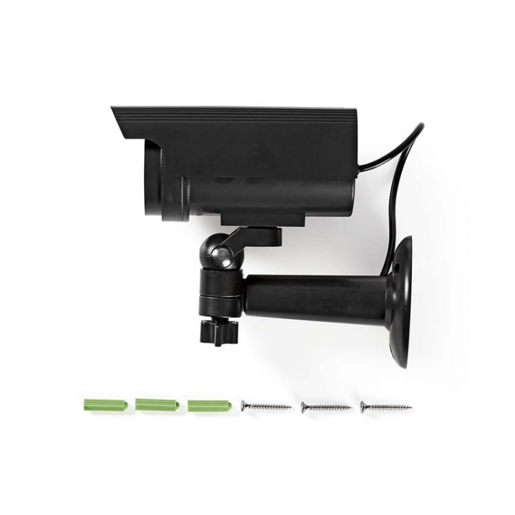 Nedis Dummy Security Camera | Bullet | IP44 | Battery Powered / Solar Powered | Outdoor | Including wall mount | Black Nedis Dummy Security Camera | Bullet | IP44 | Battery Powered / Solar Powered | Outdoor | Including wall mount | Black