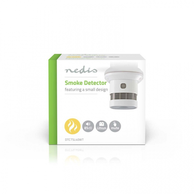 Nedis Smoke Alarm | Battery Powered | Battery life up to: 10 year | EN 14604 | With pause button | With test button | 85 dB | ABS | White