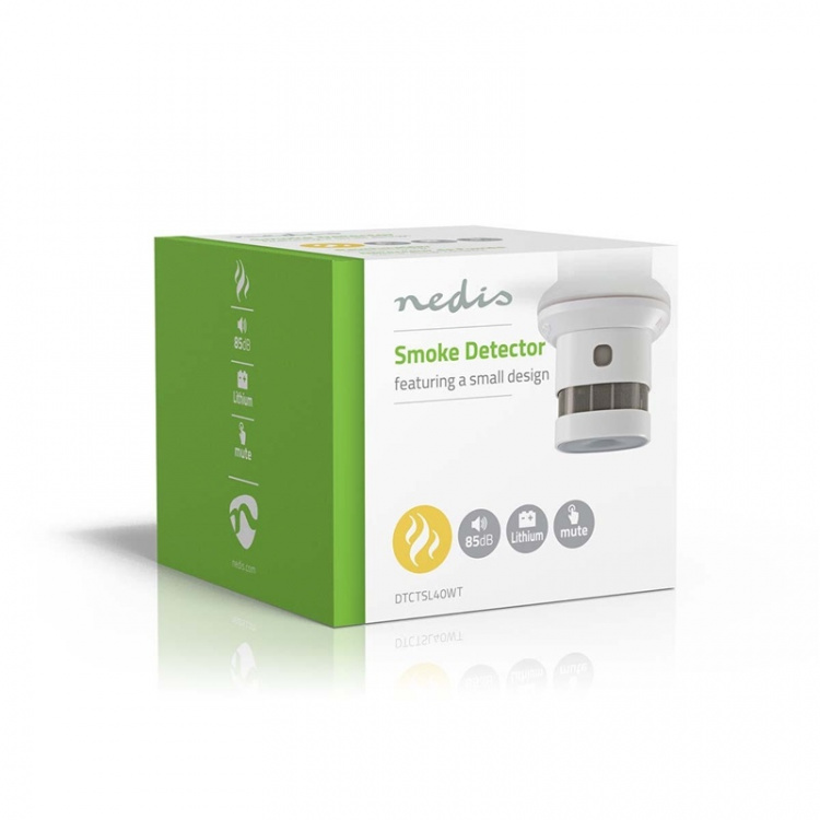 Nedis Smoke Alarm | Battery Powered | Battery life up to: 10 year | EN 14604 | With pause button | With test button | 85 dB | ABS | White