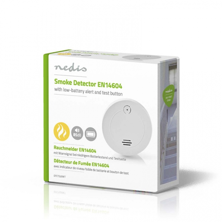 Nedis Smoke Alarm | Battery Powered | Battery life up to: 1 year | EN 14604 | With test button | 85 dB | ABS | White