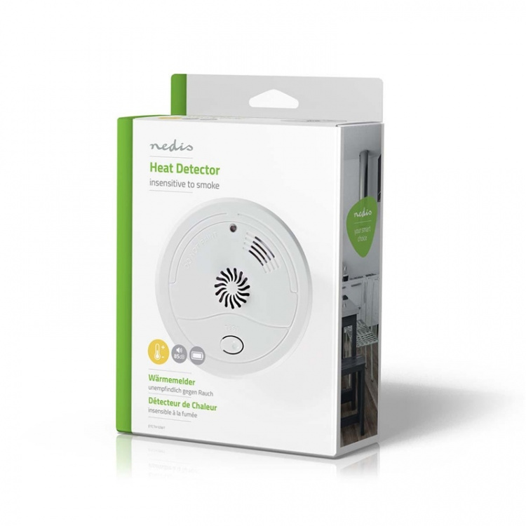 Nedis Heat Alarm | Battery Powered | Battery life up to: 1 year | With test button | 85 dB | ABS | White
