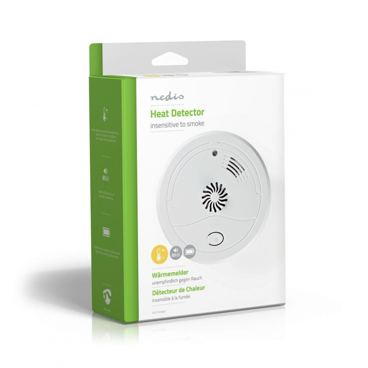 Nedis Heat Alarm | Battery Powered | Battery life up to: 1 year | With test button | 85 dB | ABS | White