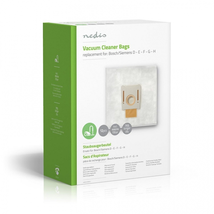 Nedis Vacuum Cleaner Bag | 12 pcs | Synthetic | Most sold for: Bosch / Siemens | White