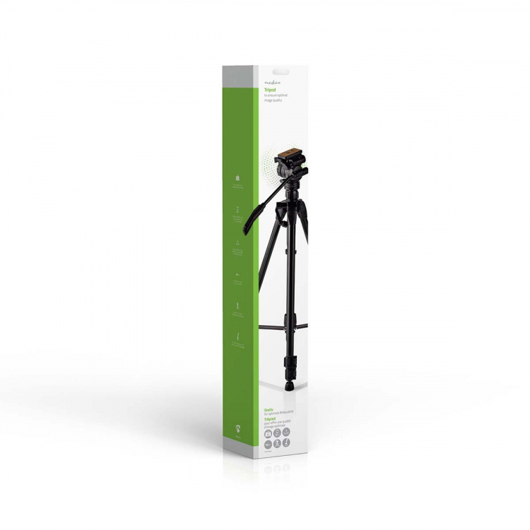 Nedis Tripod | Maximum load capacity: 3.0 kg | Minimum working height: 60.0 cm | Maximum working height: 165.0 cm | 3 Segments | Pan & Tilt | Travel bag included | Self levelling feet | ABS / Aluminium | Black