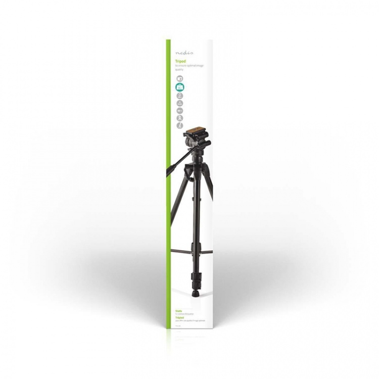 Nedis Tripod | Maximum load capacity: 3.0 kg | Minimum working height: 60.0 cm | Maximum working height: 165.0 cm | 3 Segments | Pan & Tilt | Travel bag included | Self levelling feet | ABS / Aluminium | Black