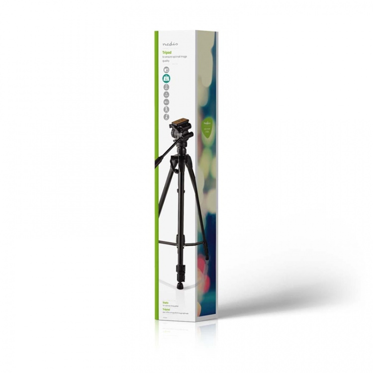 Nedis Tripod | Maximum load capacity: 3.0 kg | Minimum working height: 60.0 cm | Maximum working height: 165.0 cm | 3 Segments | Pan & Tilt | Travel bag included | Self levelling feet | ABS / Aluminium | Black