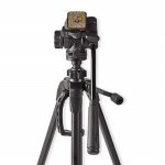 Nedis Tripod | Maximum load capacity: 3.0 kg | Minimum working height: 60.0 cm | Maximum working height: 165.0 cm | 3 Segments | Pan & Tilt | Travel bag included | Self levelling feet | ABS / Aluminium | Black