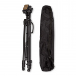 Nedis Tripod | Maximum load capacity: 3.0 kg | Minimum working height: 60.0 cm | Maximum working height: 165.0 cm | 3 Segments | Pan & Tilt | Travel bag included | Self levelling feet | ABS / Aluminium | Black