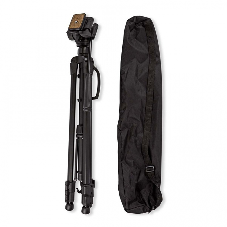 Nedis Tripod | Maximum load capacity: 3.0 kg | Minimum working height: 60.0 cm | Maximum working height: 165.0 cm | 3 Segments | Pan & Tilt | Travel bag included | Self levelling feet | ABS / Aluminium | Black
