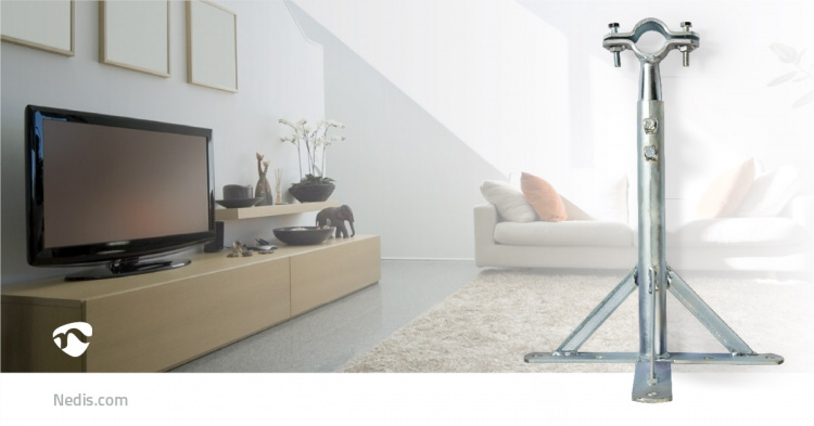 Nedis Satellite Wall Mount | Minimum wall distance: 350 mm | Maximum wall distance: 660 mm | Distance to wall: 0.00 mm | Diameter clamp: 32 - 42 mm | Steel | Silver