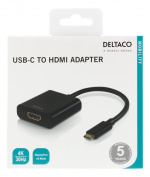 DELTACO USB-C to HDMI adapter, 4096x2160 30Hz, black DELTACO USB-C to HDMI adapter, 4096x2160 30Hz, black