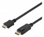 DELTACO DP - HDMI cable, 10m, 3840x2160 at 30Hz, 10.8Gb/s, black DELTACO DP - HDMI cable, 10m, 3840x2160 at 30Hz, 10.8Gb/s, black