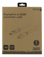 DELTACO DP - HDMI cable, 10m, 3840x2160 at 30Hz, 10.8Gb/s, black DELTACO DP - HDMI cable, 10m, 3840x2160 at 30Hz, 10.8Gb/s, black