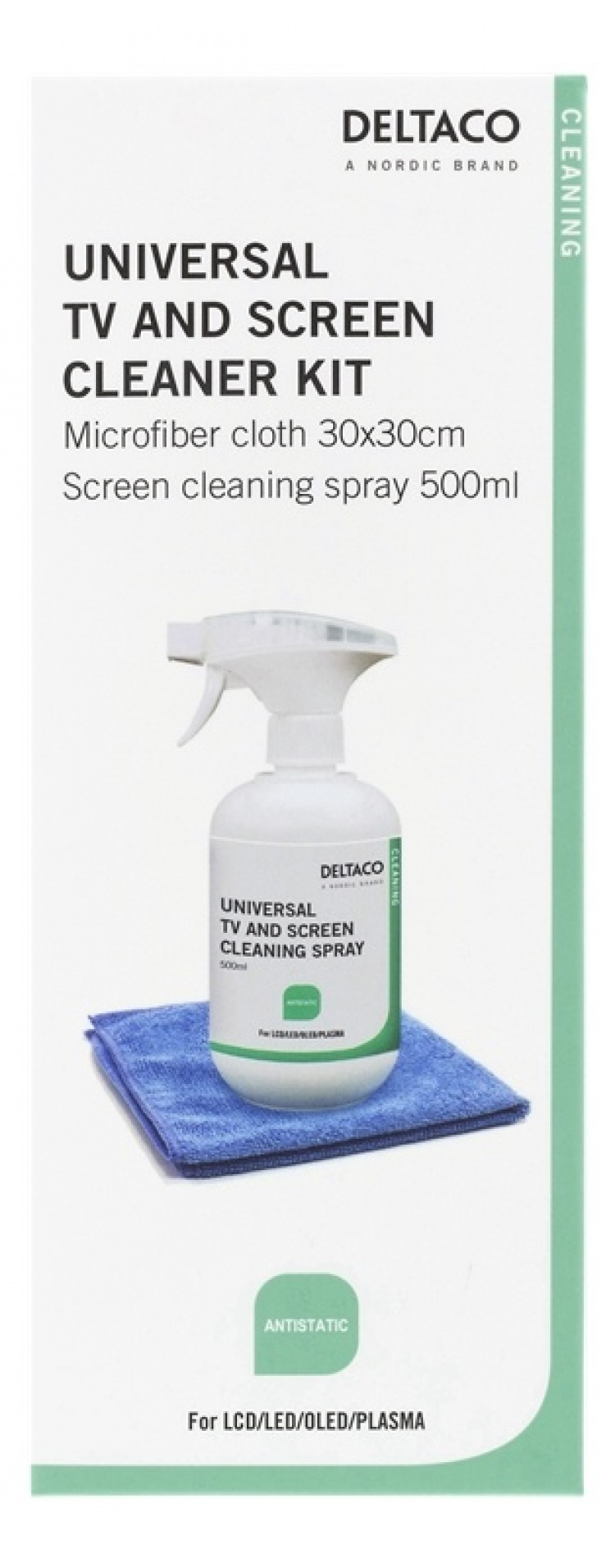 Cleaning set: 500ml liquid for screens + microfiber in colour Box Cleaning set: 500ml liquid for screens + microfiber in colour Box