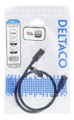 DELTACO USB-C to USB-C cable, 0.5m, 10Gbps, 100W 5A, USB 3.1 Gen 2, E-
