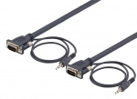 DELTACO monitor cable HD15 ma-ma, 3m, 1920x1200 60Hz, 3.5mm audio