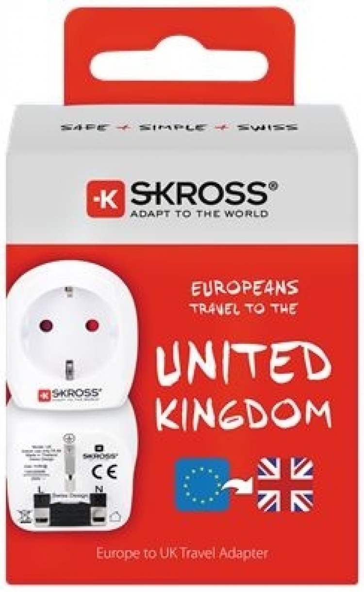 SKROSS Grounded Europe to UK travel adapter, 15A, 110-125V, white SKROSS Grounded Europe to UK travel adapter, 15A, 110-125V, white