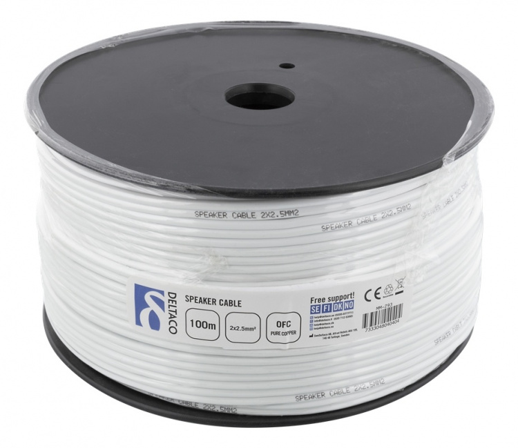 DELTACO speaker cable, 2x2,5mm2, open ends, conductor of pure copper, DELTACO speaker cable, 2x2,5mm2, open ends, conductor of pure copper,
