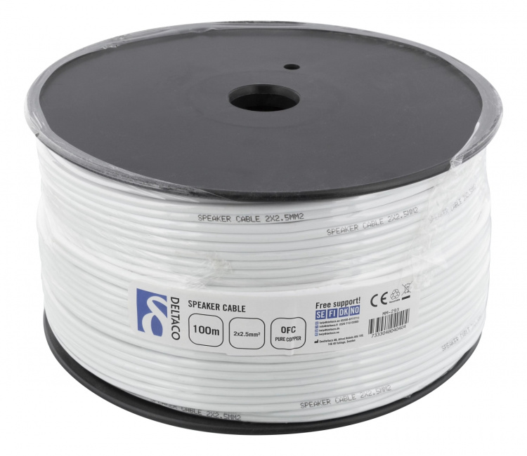 DELTACO speaker cable, 2x2,5mm2, open ends, conductor of pure copper, DELTACO speaker cable, 2x2,5mm2, open ends, conductor of pure copper,