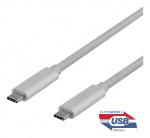 DELTACO USB-C SuperSpeed cable, 0.5m, braided, USB 3.1 Gen 2, 10 Gbps,