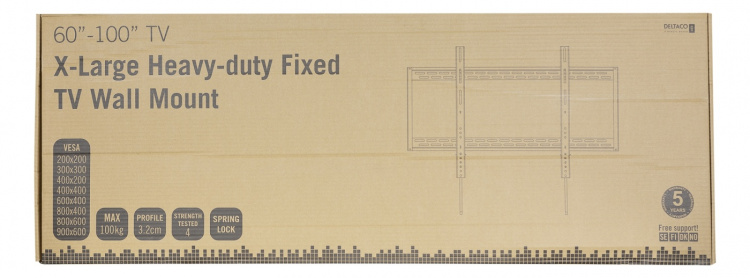 DELTACO Heavy-duty Fixed TV Wall mount, 60-100
