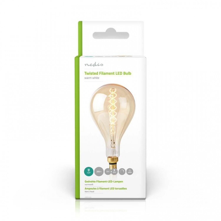 Nedis LED Filament Bulb E27 | A160 | 5 W | 280 lm | 2000 K | Dimmable | Warm White | Retro Style | 1 pcs