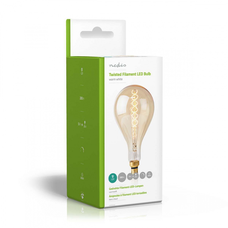Nedis LED Filament Bulb E27 | A160 | 5 W | 280 lm | 2000 K | Dimmable | Warm White | Retro Style | 1 pcs
