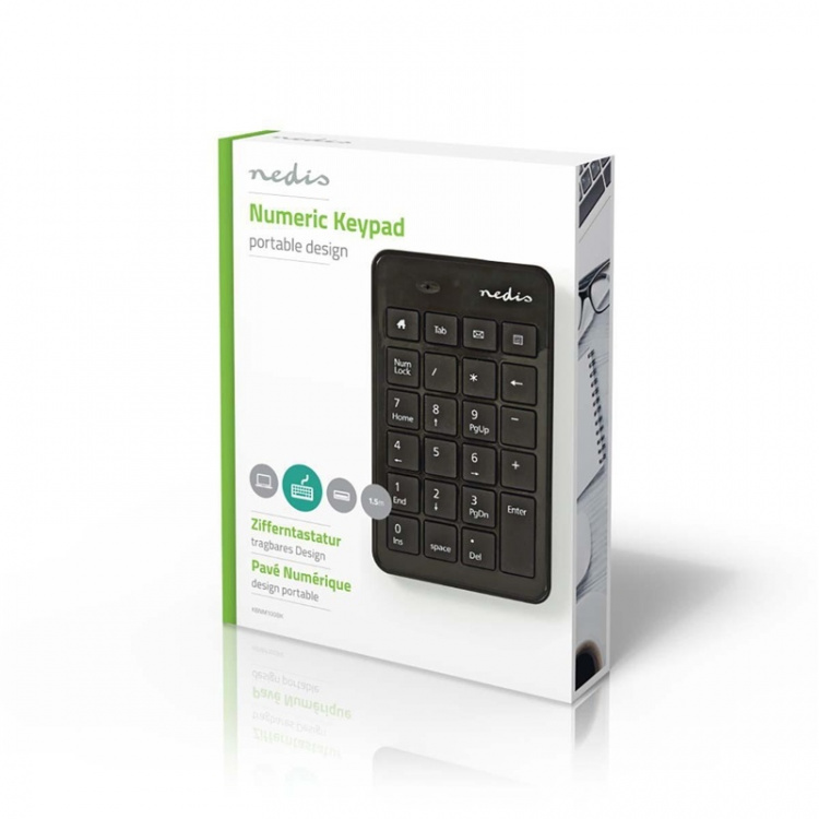 Nedis Wired Keyboard | USB-A | Office | Single-Handed | Numeric | Numeric keypad