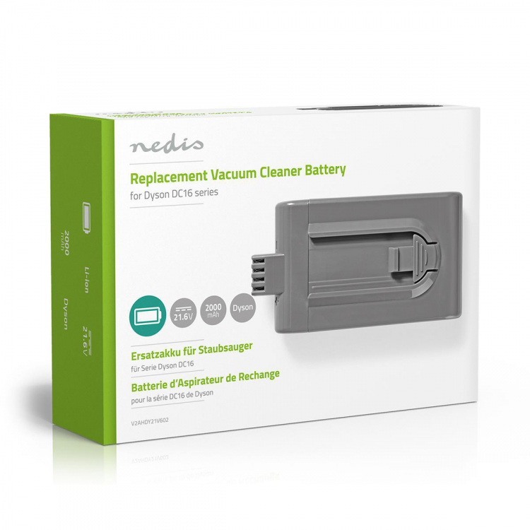 Nedis Vacuum Cleaner Battery | Suitable for: Dyson DC16 | Li-Ion | 21.6 V DC | 2000 mAh | 43.2 Wh Nedis Vacuum Cleaner Battery | Suitable for: Dyson DC16 | Li-Ion | 21.6 V DC | 2000 mAh | 43.2 Wh