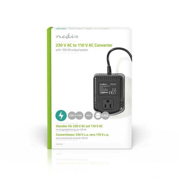 Nedis Power Converter | Mains Powered | 230 V AC 50 Hz | 70 W | Plug with earth contact | Black