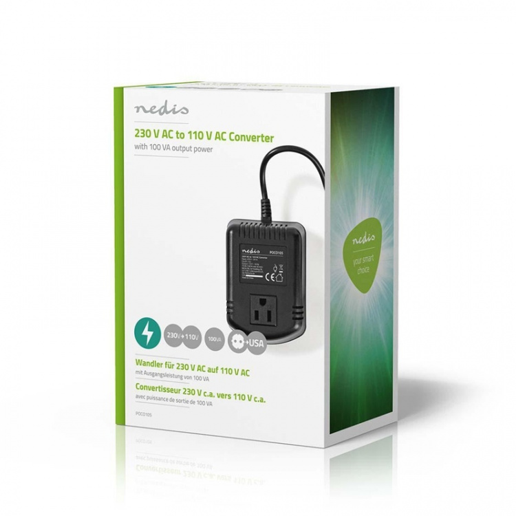 Nedis Power Converter | Mains Powered | 230 V AC 50 Hz | 70 W | Plug with earth contact | Black
