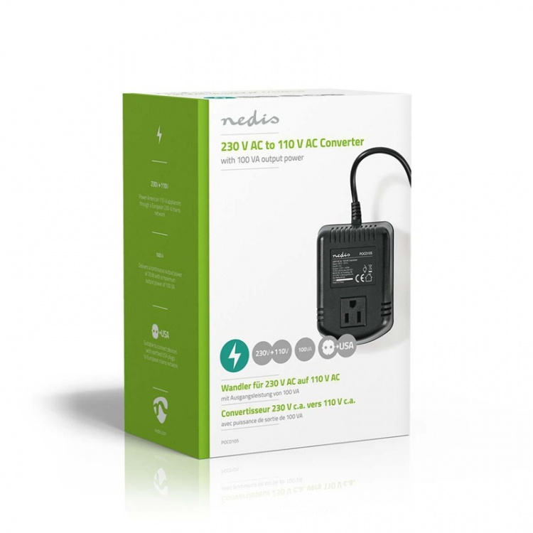 Nedis Power Converter | Mains Powered | 230 V AC 50 Hz | 70 W | Plug with earth contact | Black