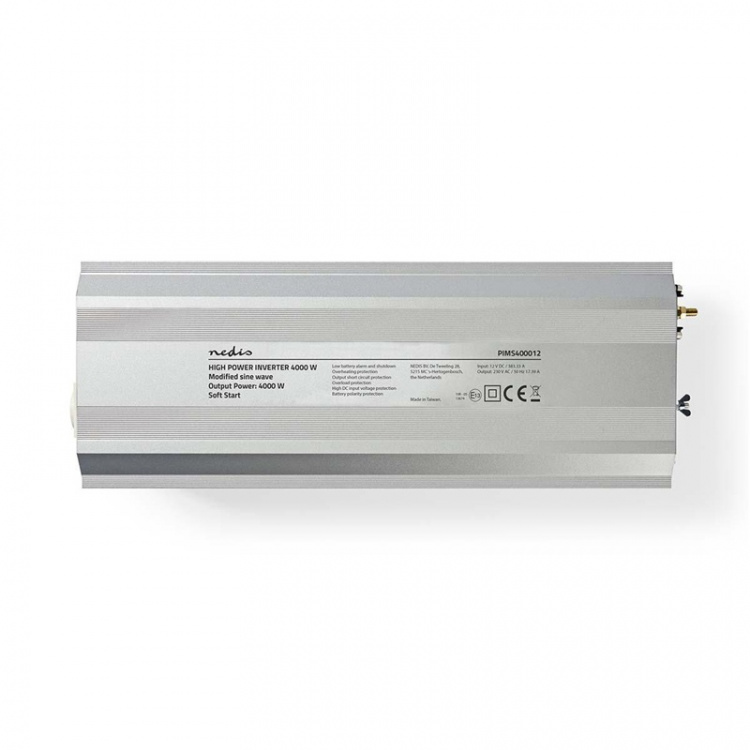 Nedis Power Inverter Modified Sine Wave | Input voltage: 12 V DC | Device power output connection(s): Type F (CEE 7/3) | 230 V AC 50 Hz | 4000 W | Peak power output: 8000 W | Screw Terminal | Silver